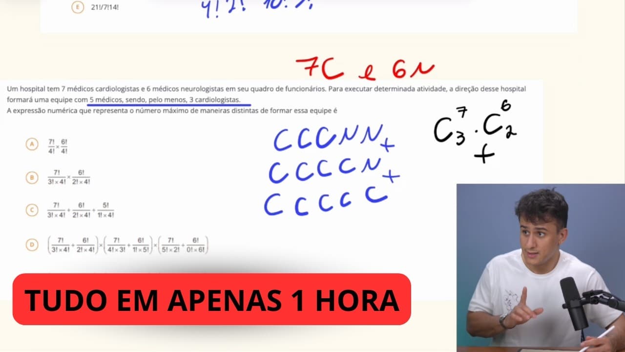 Thumbnail: TUDO de ANÁLISE COMBINATÓRIA em apenas 1 hora (ENEM 2026, didática lendária)