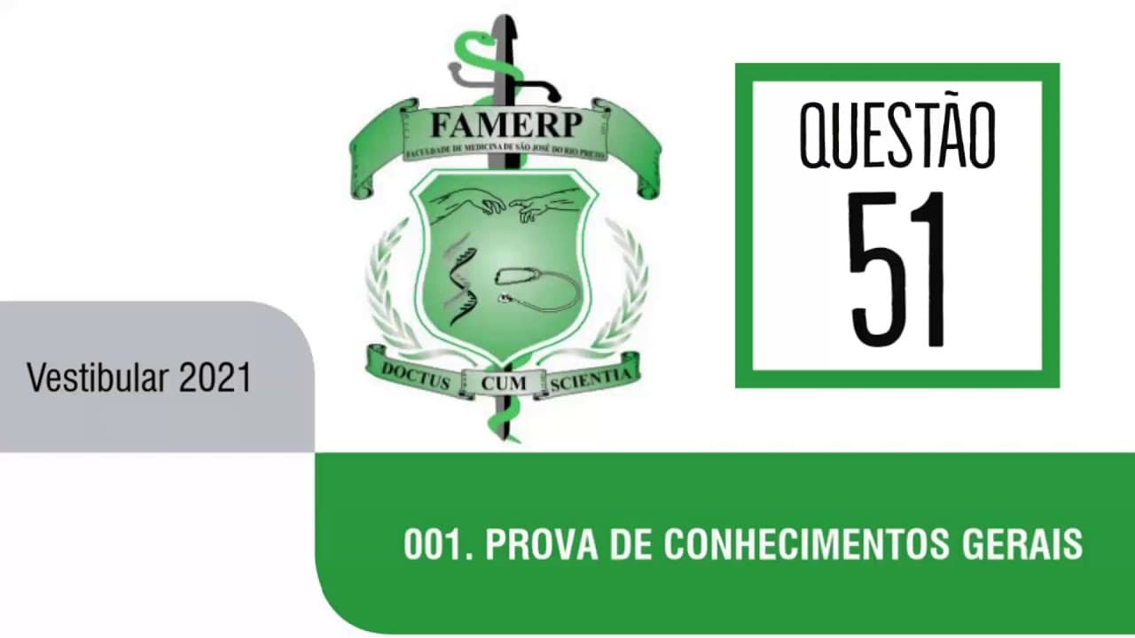Thumbnail: Famerp 2021 | Primeiro Dia | Questão 51 | Química