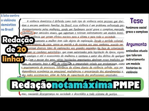 Thumbnail da aula: Redação de 20 linhas (Concurso PM-PE) Modelo de redação nota máxima | Desenhando a Solução