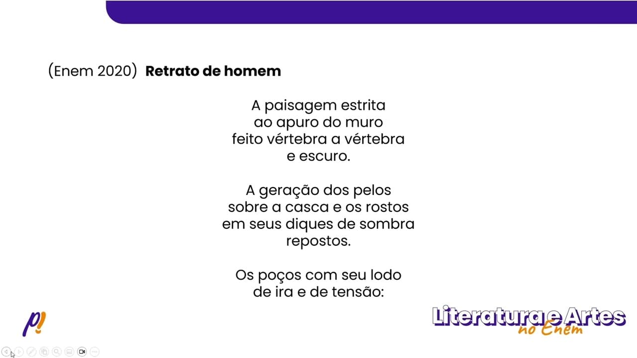Thumbnail: ENEM 2020 - Teoria Literária | Retrato de homem A paisagem estrita ao apuro do muro...