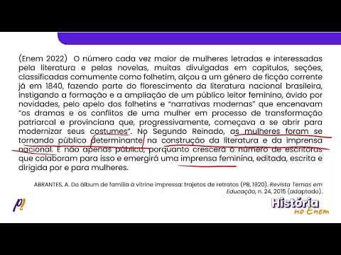 Thumbnail da aula: ENEM 2022 - BRASIL IMPERIAL | O número cada vez maior de mulheres letradas e interessadas...