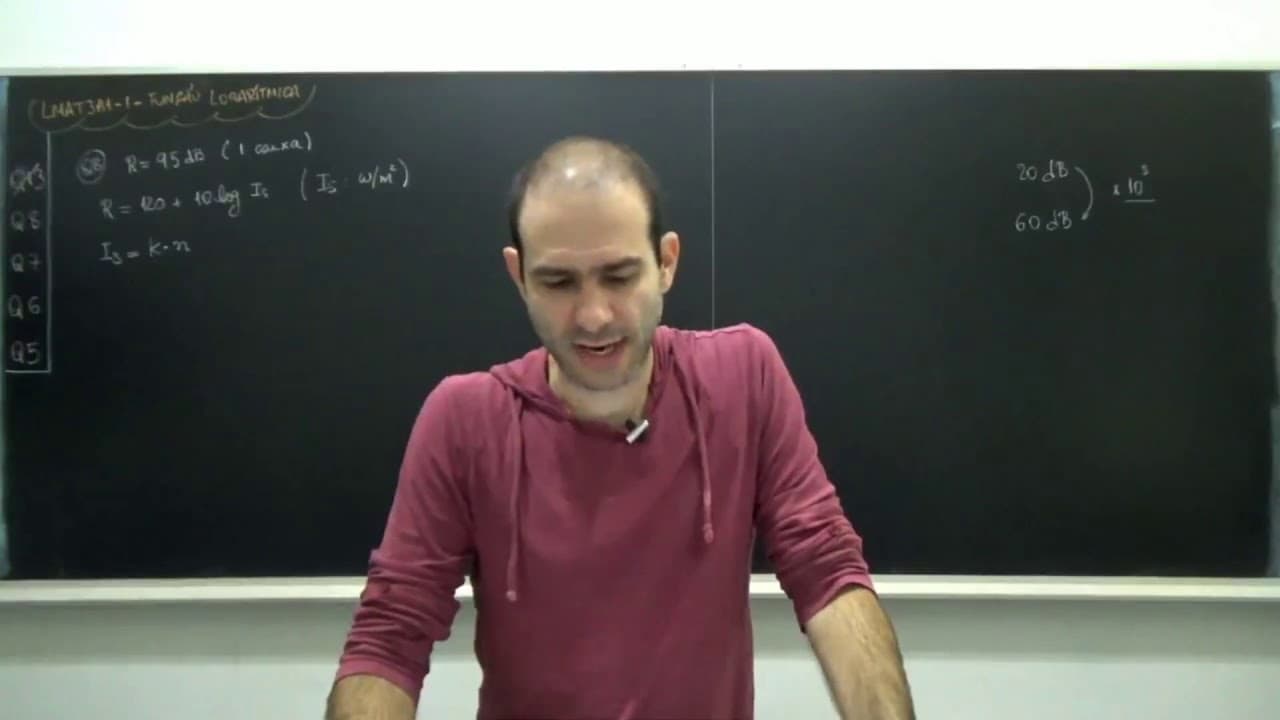 Thumbnail: Funções logarítmicas - (Ufmg 2007) Em uma danceteria, há um aparelho com várias caixas