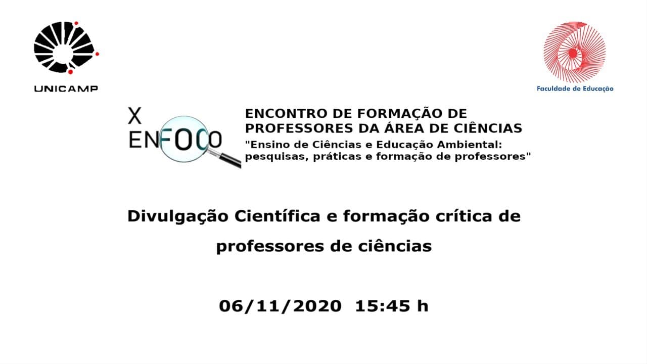 Thumbnail: X ENFOCO | Divulgação Científica e formação crítica de professores de ciências