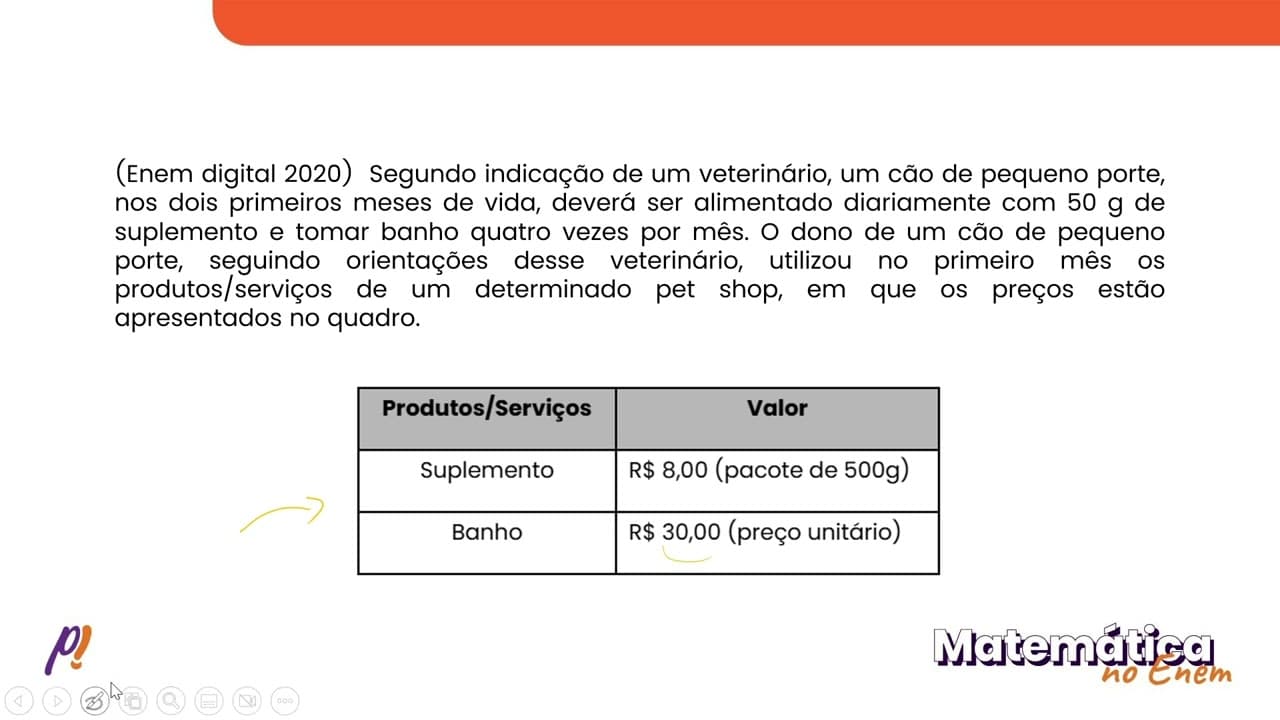 Thumbnail: ENEM DIGITAL 2020 - EQUAÇÕES DE 1º E 2º GRAU E SISTEMAS DE EQUAÇÕES | Segundo indicação de um vet...