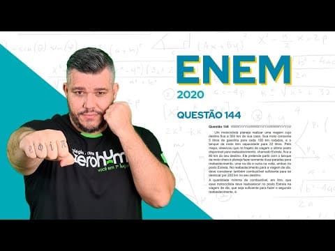 Thumbnail da aula: ✅ QUESTÃO 144 - ENEM 2020 Matemática: Um motociclista planeja realizar uma viagem