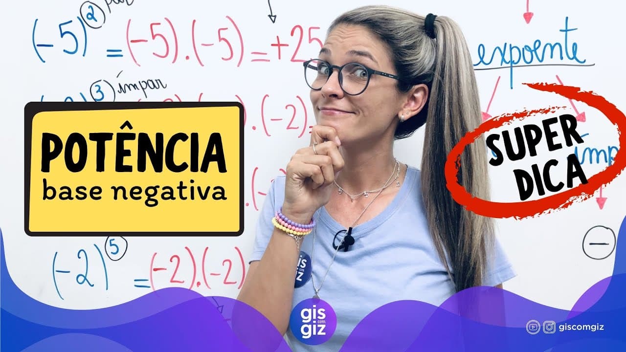 Thumbnail: POTÊNCIA COM BASE NEGATIVA | POTENCIAÇÃO COM NÚMEROS INTEIROS |