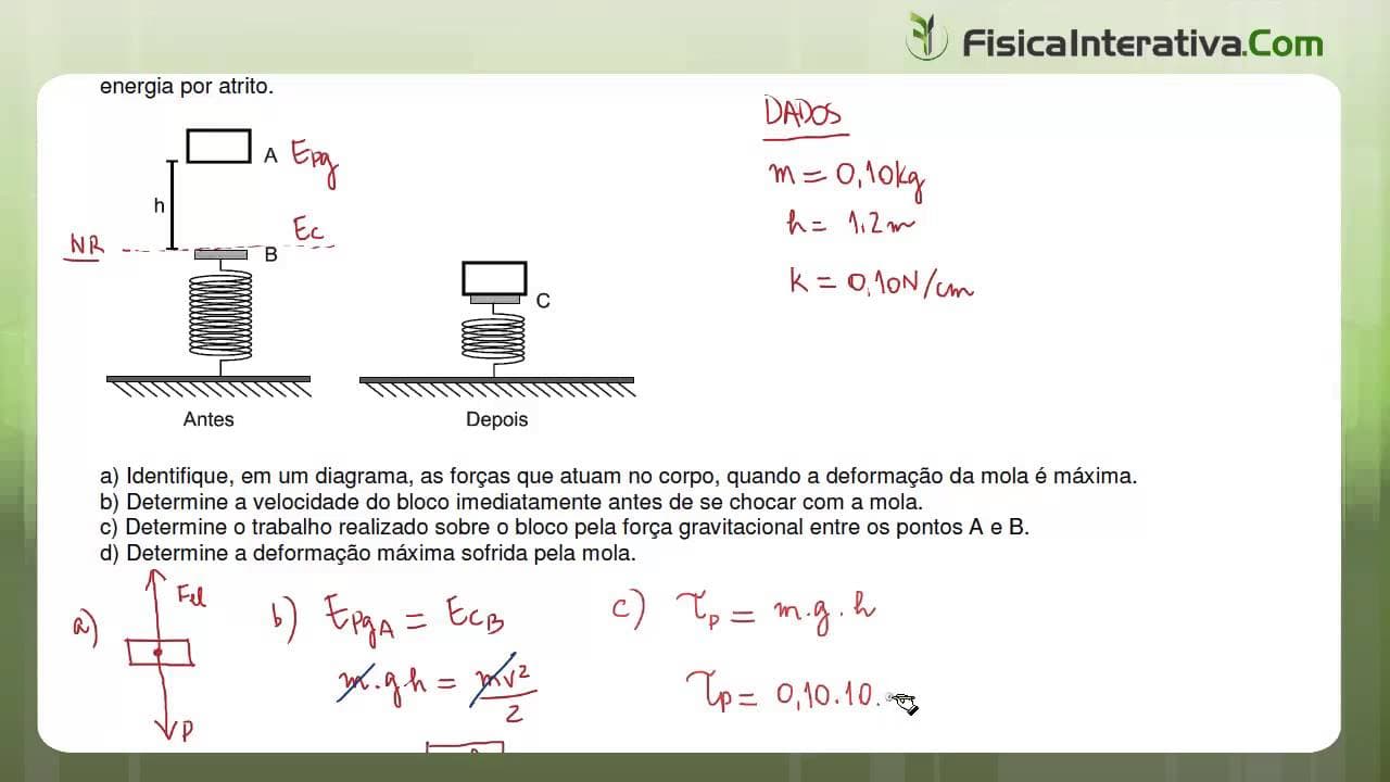 Thumbnail: Conservação da energia - Energia potencial Elástica - Exercício resolvido 7