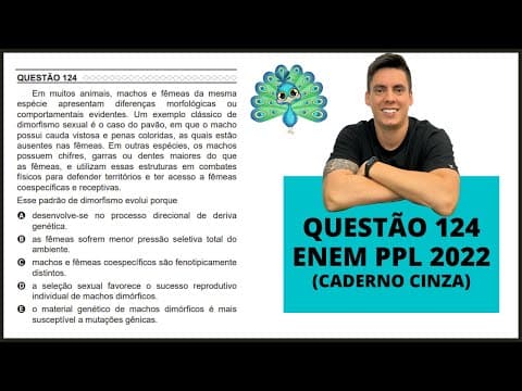 Thumbnail da aula: BIOLOGIA ENEM PPL 2022! "Em muitos animais, machos e fêmeas da mesma espécie..."
