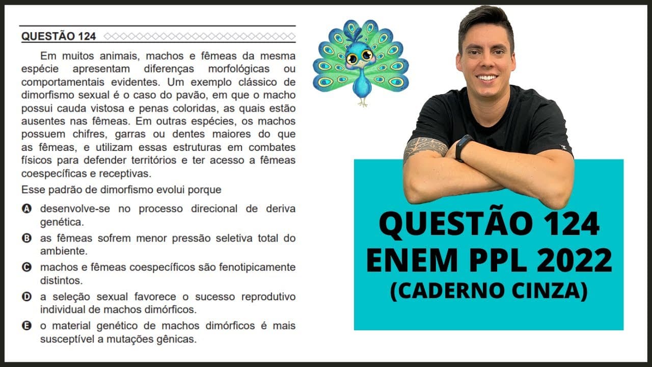 Thumbnail: BIOLOGIA ENEM PPL 2022! "Em muitos animais, machos e fêmeas da mesma espécie..."