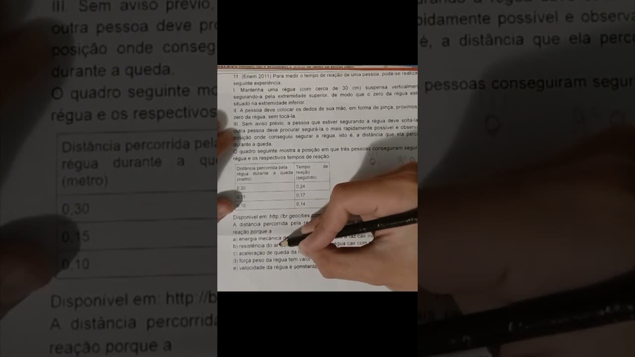 Thumbnail: Resolução de uma questão de física do ENEM 2011