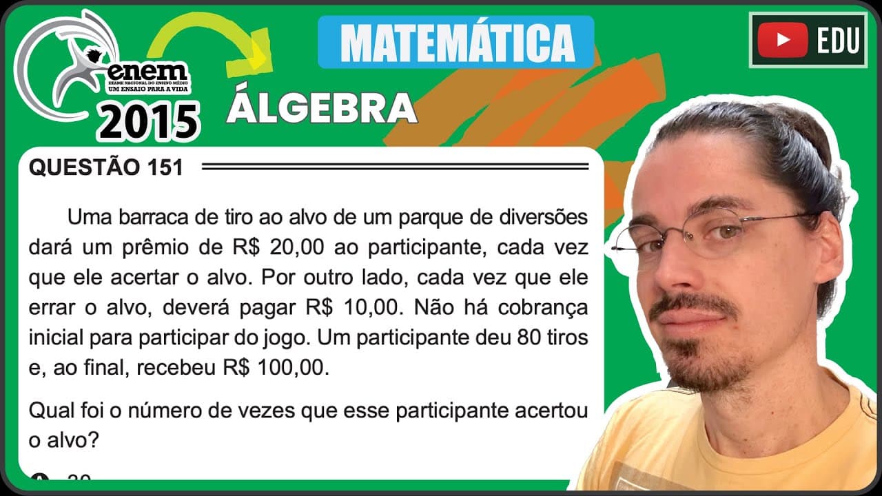 Thumbnail: [ENEM 2015 PPL] 151 📘 ÁLGEBRA Uma barraca de tiro ao alvo de um parque de diversões dará um prêmio