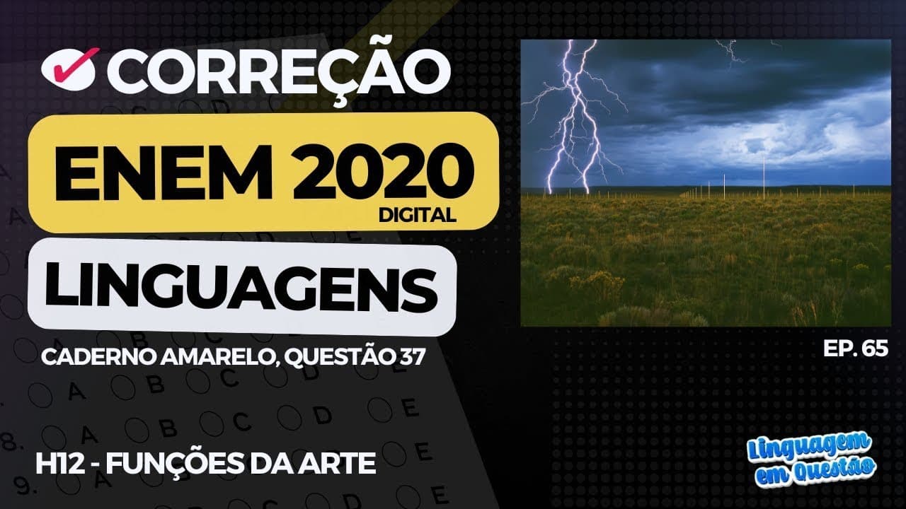 Thumbnail: ENEM 2020 digital: "Land Art" com 19% DE ACERTOS!! 😱😱 (H12 | Funções da arte | Amarelo, 37) #65