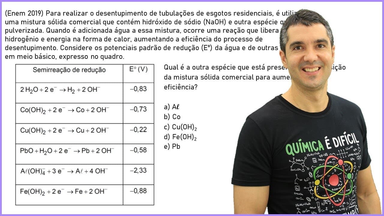 Thumbnail: QUÍMICA ENEM 2019! "Para realizar o desentupimento de tubulações de esgotos residenciais..."