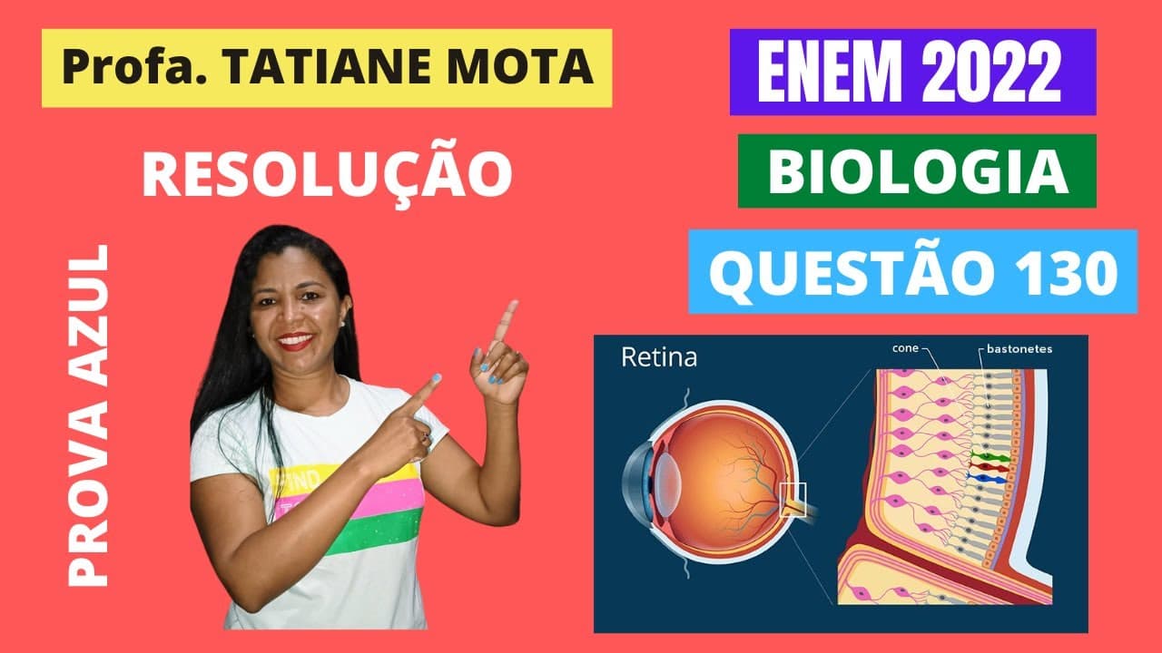 Thumbnail: ✅[ENEM 2022] # BIOLOGIA # QUESTÃO 130 – FISIOLOGIA DA VISÃO: CONES E BASTONETES - No processo de