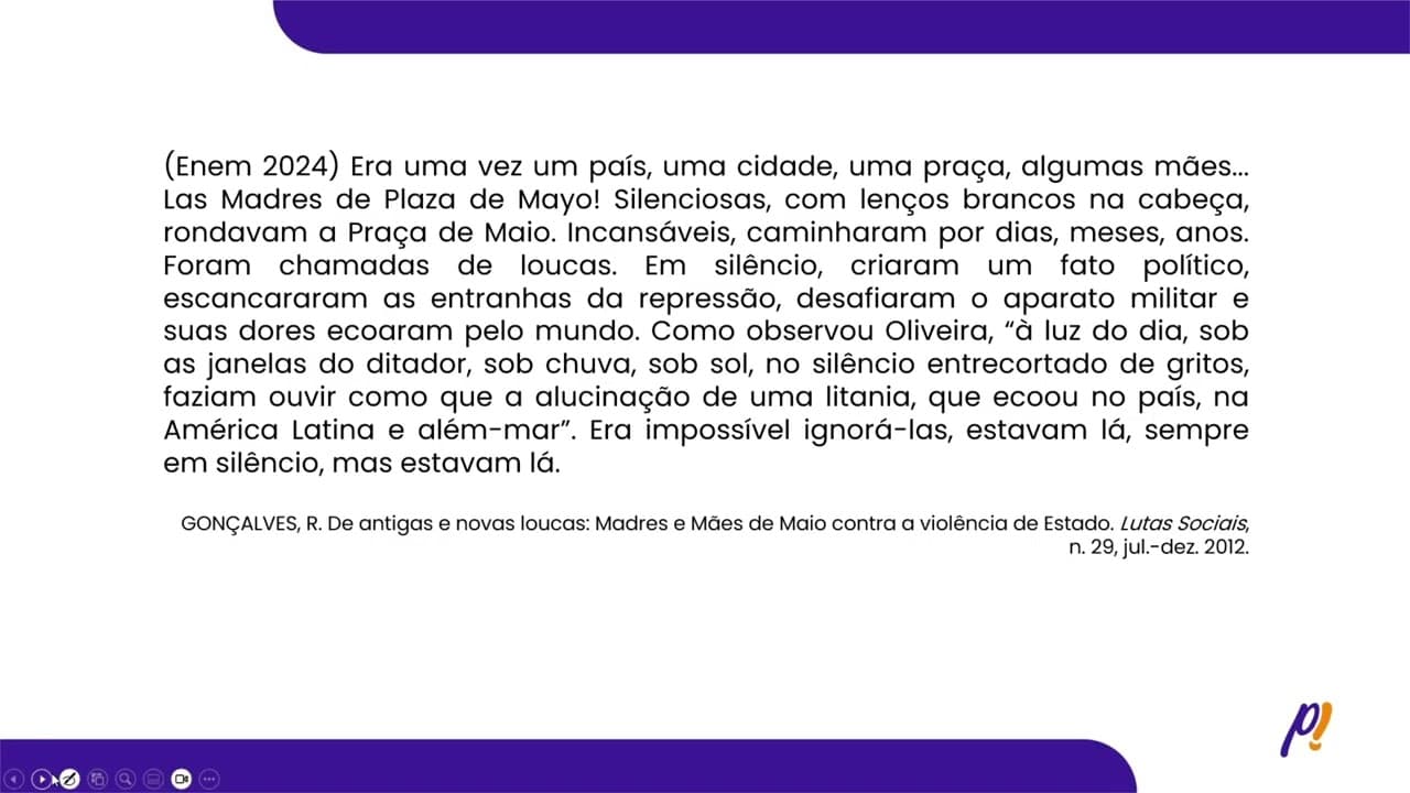 Thumbnail: ENEM 2024 - CIDADANIA E DIREITOS | Era uma vez um país, uma cidade, uma praça, algumas mães...
