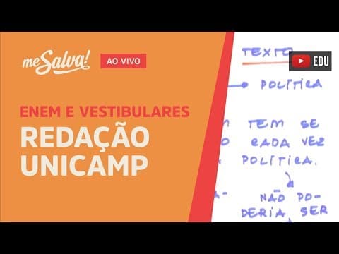 Thumbnail da aula: [AO VIVO GRÁTIS] 🌍 REDAÇÃO UNICAMP - Me Salva!