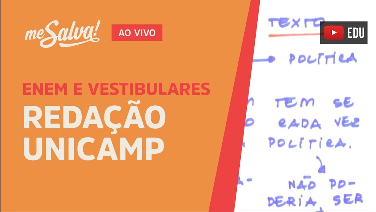 Thumbnail: [AO VIVO GRÁTIS] 🌍 REDAÇÃO UNICAMP - Me Salva!