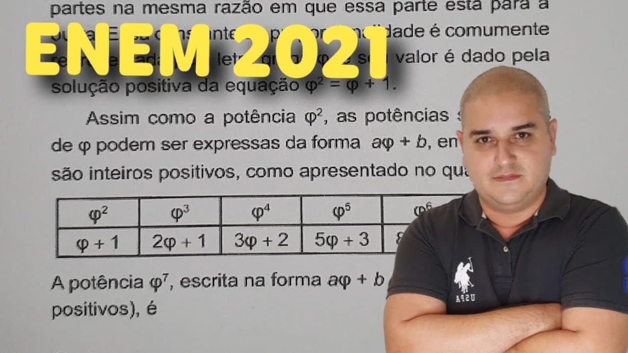 Thumbnail: ENEM 2021 -  Um segmento de reta está dividido em duas partes na proporção áurea quando o todo está