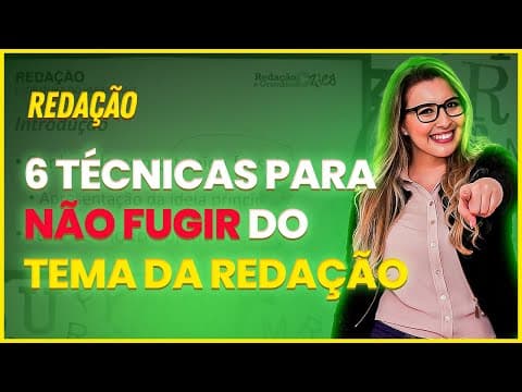Thumbnail da aula: COMO NÃO FUGIR DO TEMA DA REDAÇÃO: TÉCNICAS PRÁTICAS PARA VOCÊ APLICAR AGORA! - Profa. Pamba