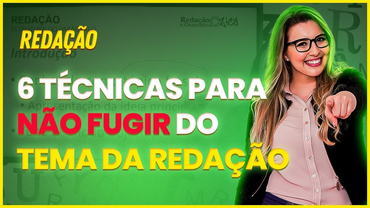 Thumbnail: COMO NÃO FUGIR DO TEMA DA REDAÇÃO: TÉCNICAS PRÁTICAS PARA VOCÊ APLICAR AGORA! - Profa. Pamba
