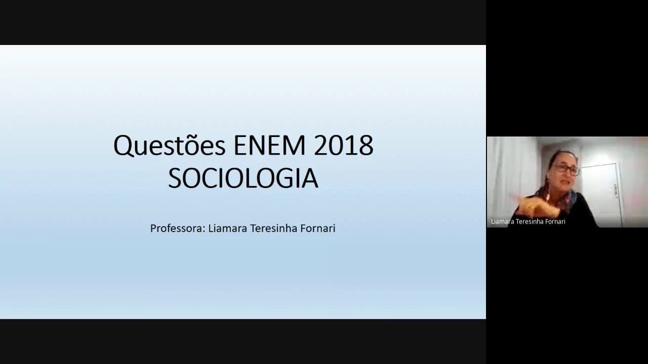 Thumbnail: Aula Sociologia - Resolução Exercícios Enem 2018
