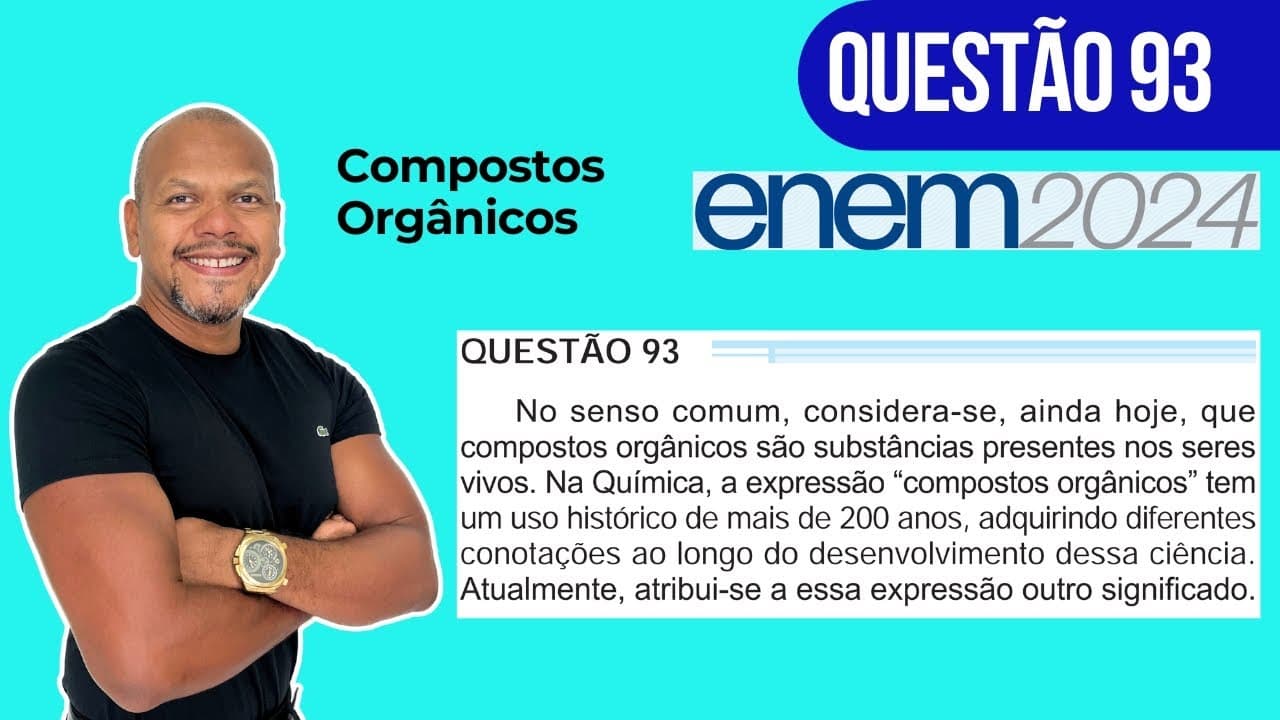 Thumbnail: Enem 2024 - Resolução de Química - No senso comum considera se ainda hoje que compostos orgânicos sã