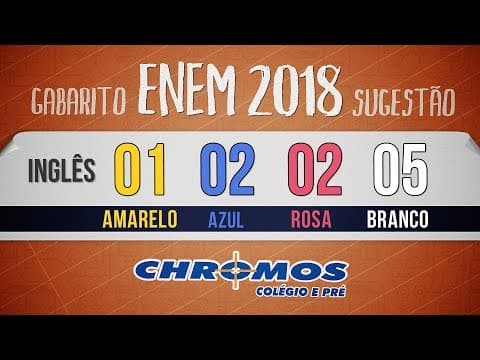 Thumbnail da aula: Gabarito ENEM 2018 CHROMOS - Prova Amarela: Questão 01 | Inglês