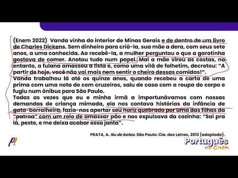 Thumbnail da aula: ENEM 2022 - ESTUDOS DO TEXTO | Vanda vinha do interior de Minas Gerais e de dentro...
