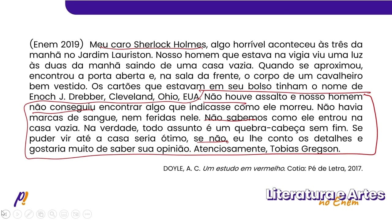 Thumbnail: ENEM 2019 - Teoria Literária |Meu caro Sherlock Holmes, algo horrível aconteceu às três da manhã...