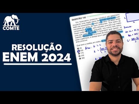 Thumbnail da aula: Questão 143 | Prova Verde ENEM 2024 | Um fazendeiro pretende construir um galinheiro ocupando uma