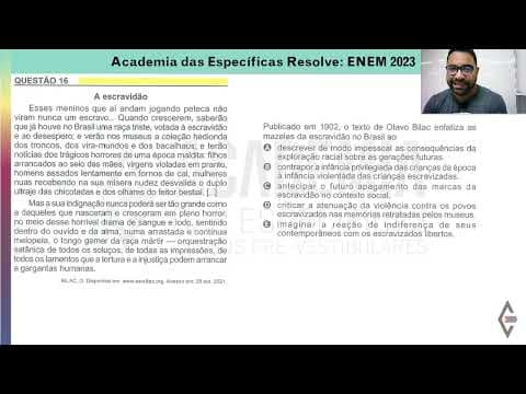 Thumbnail da aula: Resolução ENEM 2023 - Caderno Amarelo -Questão 16 - Gabarito A