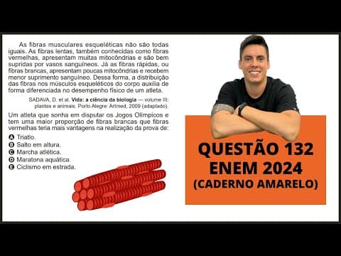 Thumbnail da aula: BIOLOGIA ENEM 2024! "As fibras musculares esqueléticas não são todas iguais"