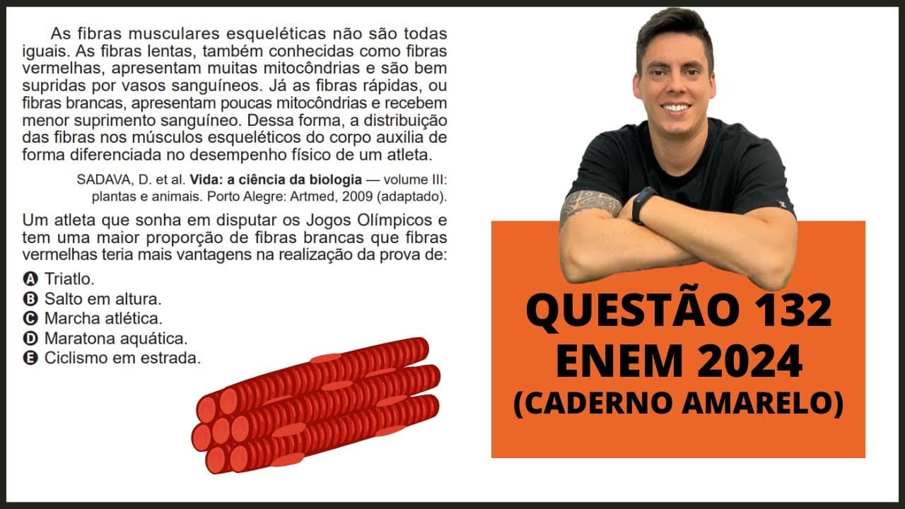 Thumbnail: BIOLOGIA ENEM 2024! "As fibras musculares esqueléticas não são todas iguais"