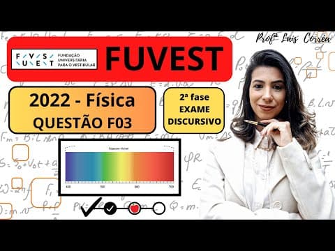 Thumbnail da aula: 🟠 FÍSICA / FUVEST 2022 / QUESTÃO F03 / 2ª FASE / PROVA A /O laser consiste em uma fonte de luz ...