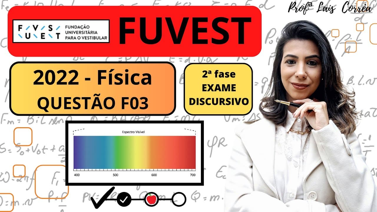 Thumbnail: 🟠 FÍSICA / FUVEST 2022 / QUESTÃO F03 / 2ª FASE / PROVA A /O laser consiste em uma fonte de luz ...