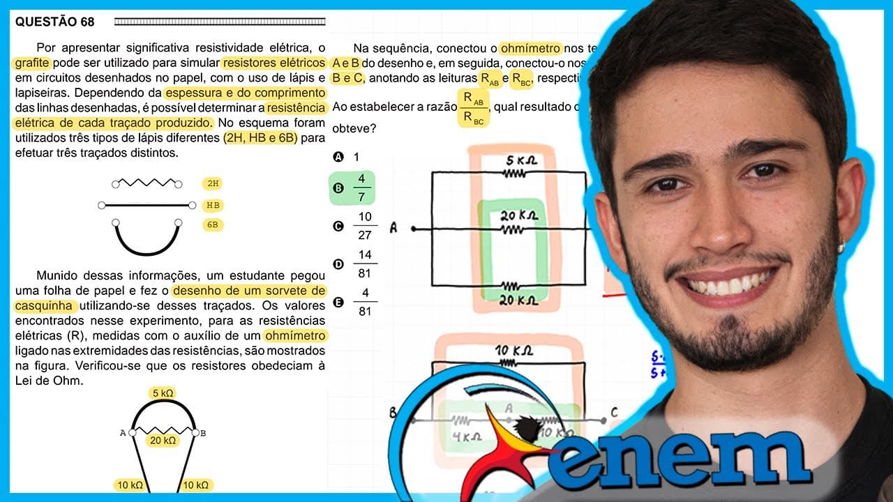 Thumbnail: ENEM 2016 - Por apresentar significativa resistividade elétrica, o grafite pode ser utilizado para s