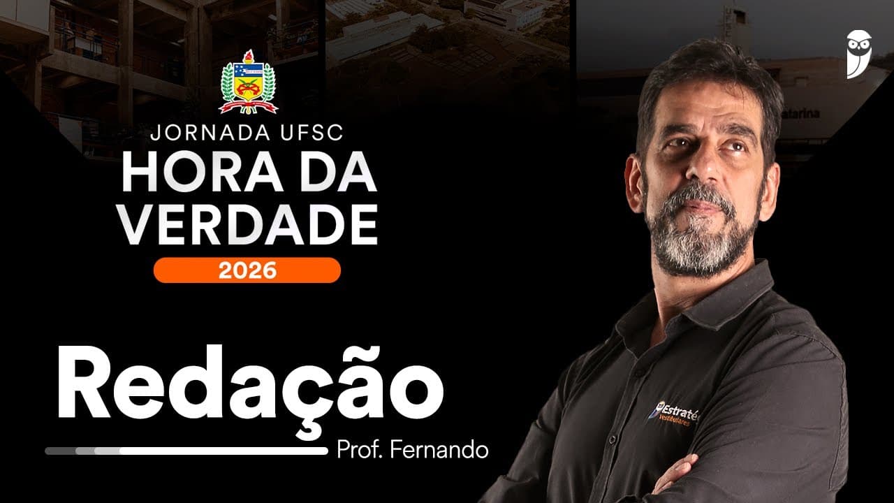 Thumbnail: Hora da Verdade UFSC 2026 - Redação - Prof. Fernando Andrade