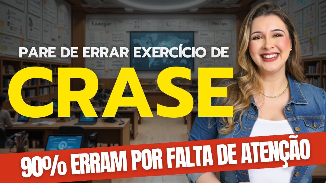 Thumbnail: PARE DE ERRAR QUESTÃO FÁCIL DE CRASE NO SEU CONCURSO! - Professora Pamba