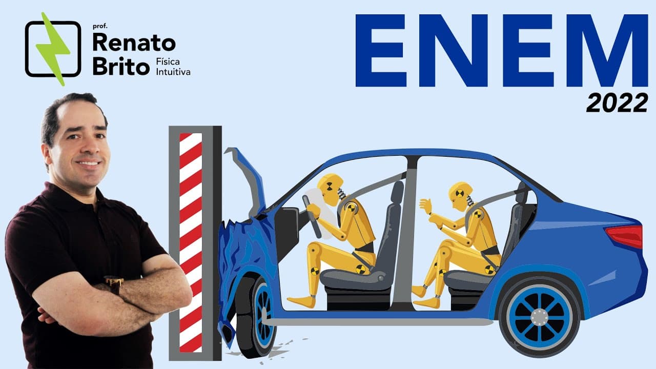 Thumbnail: Enem 2022 | Em um autódromo, os carros podem derrapar em uma curva e bater na parede