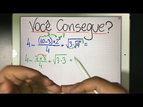 Thumbnail da aula: 🤔 VOCÊ CONSEGUE RESOLVER A UMA EXPRESSÃO NUMÉRICA FÁCIL E UMA DIFÍCIL? 👉🏻 Obrigatório PEMDAS?