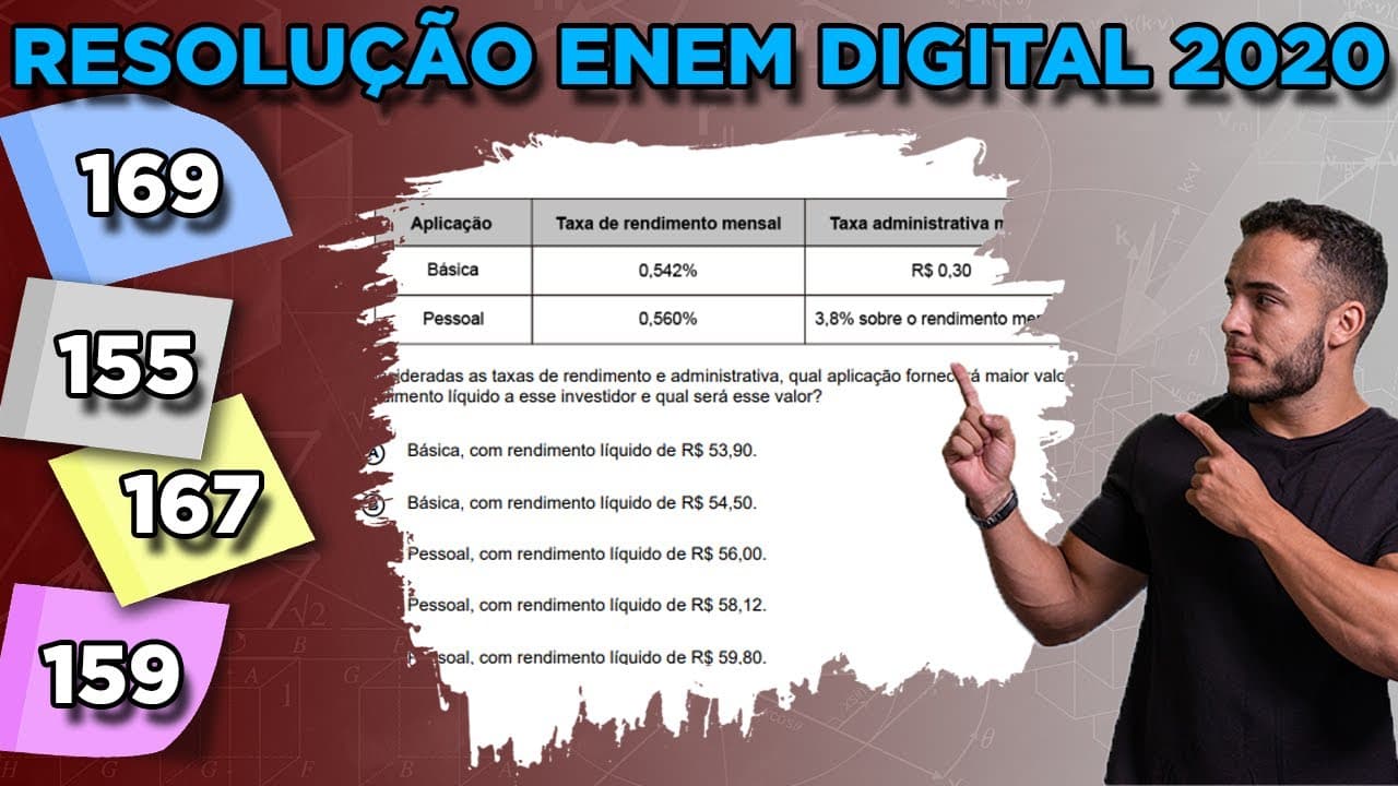 Thumbnail: 🟢 Questão 169 - Caderno Azul | Matemática Financeira | MATEMÁTICA ENEM DIGITAL 2020