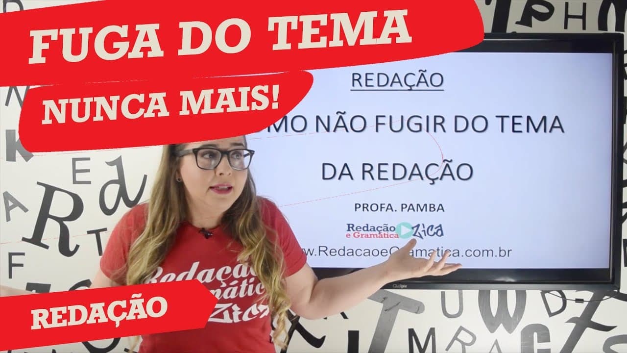 Thumbnail: 6 DICAS - COMO NÃO FUGIR DO TEMA DA REDAÇÃO - Profa. Pamba
