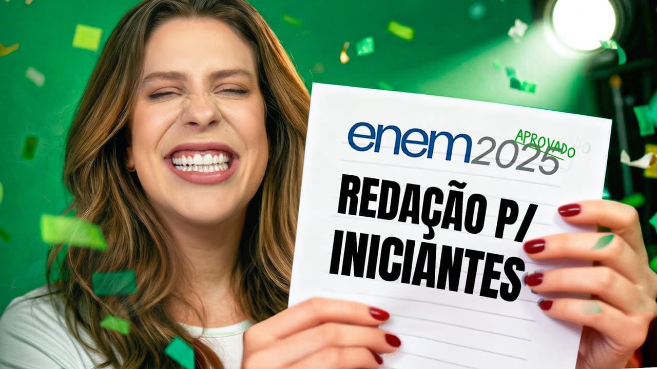 Thumbnail: REDAÇÃO PARA INICIANTES: COMO FAZER REDAÇÃO EM 1 HORA