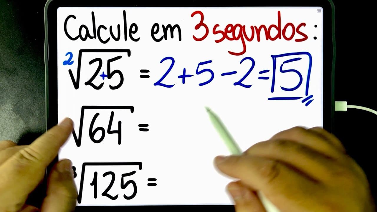 Thumbnail: 🔥 MUITO FÁCIL! 😱 VOCÊ NUNCA VIU ESSE MÉTODO DE CALCULAR RAIZ QUADRADA E RAIZ CÚBICA ANTES! ⭐️