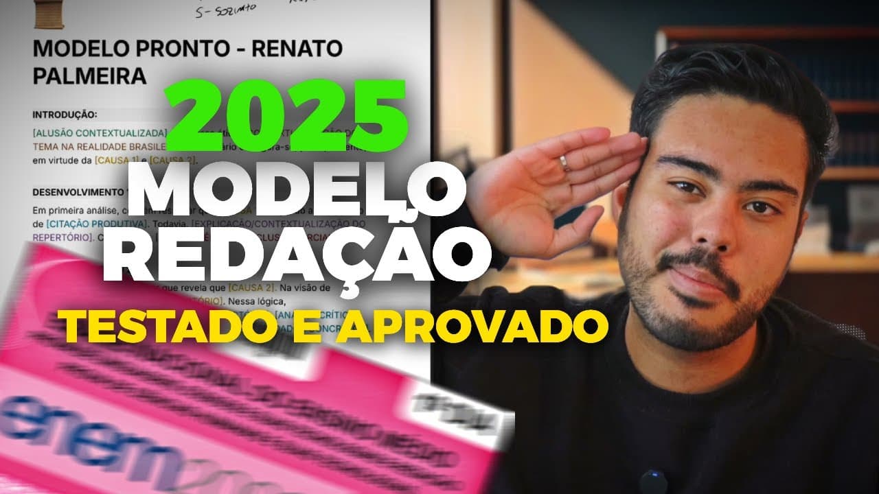 Thumbnail: NOVO MODELO REDAÇÃO ENEM 2025 (+900 em QUALQUER TEMA)