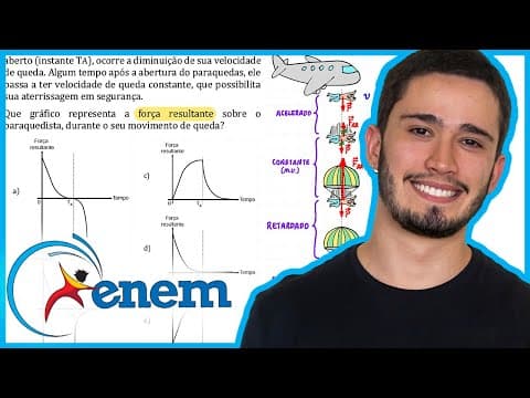 Thumbnail da aula: ENEM 2013 - Em um dia sem vento, ao saltar de um avião, um paraquedista cai verticalmente até atingi