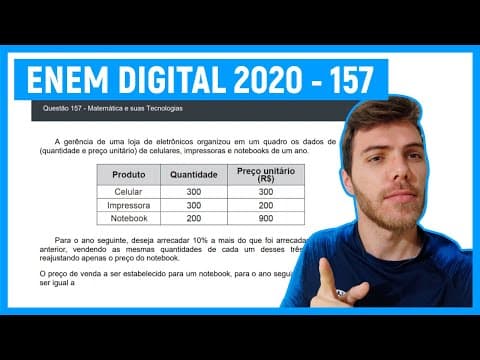 Thumbnail da aula: 🛑Questão 157 Enem DIGITAL 2020 - EQUAÇÕES - A gerência de uma loja de eletrônicos organizou...