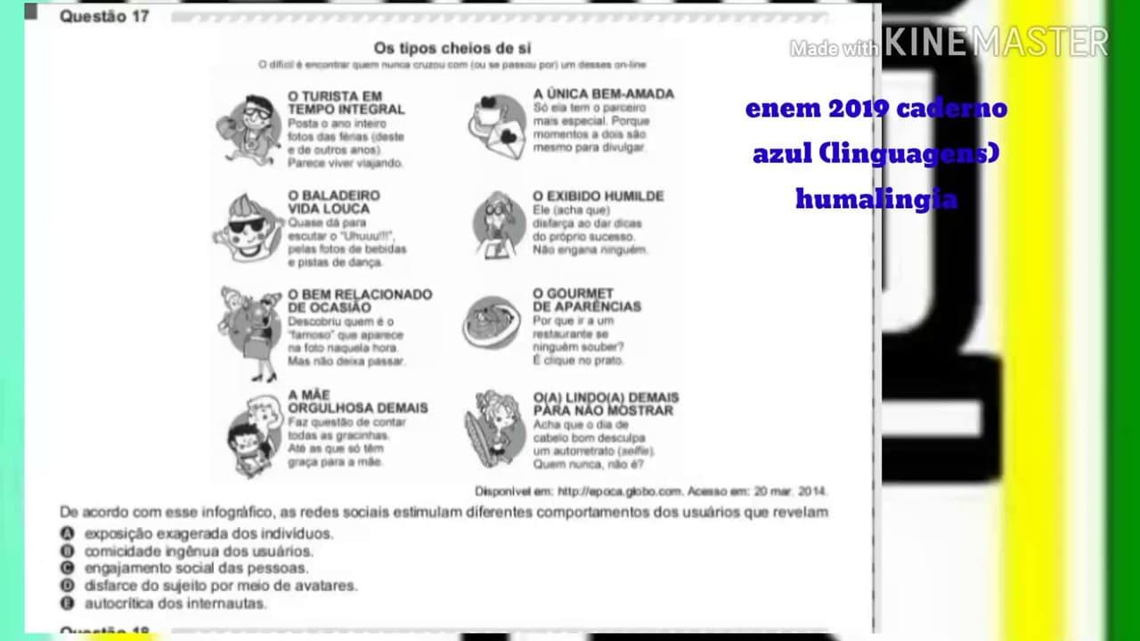 Thumbnail: Questão 17 caderno azul linguagens Enem 2019 selfies