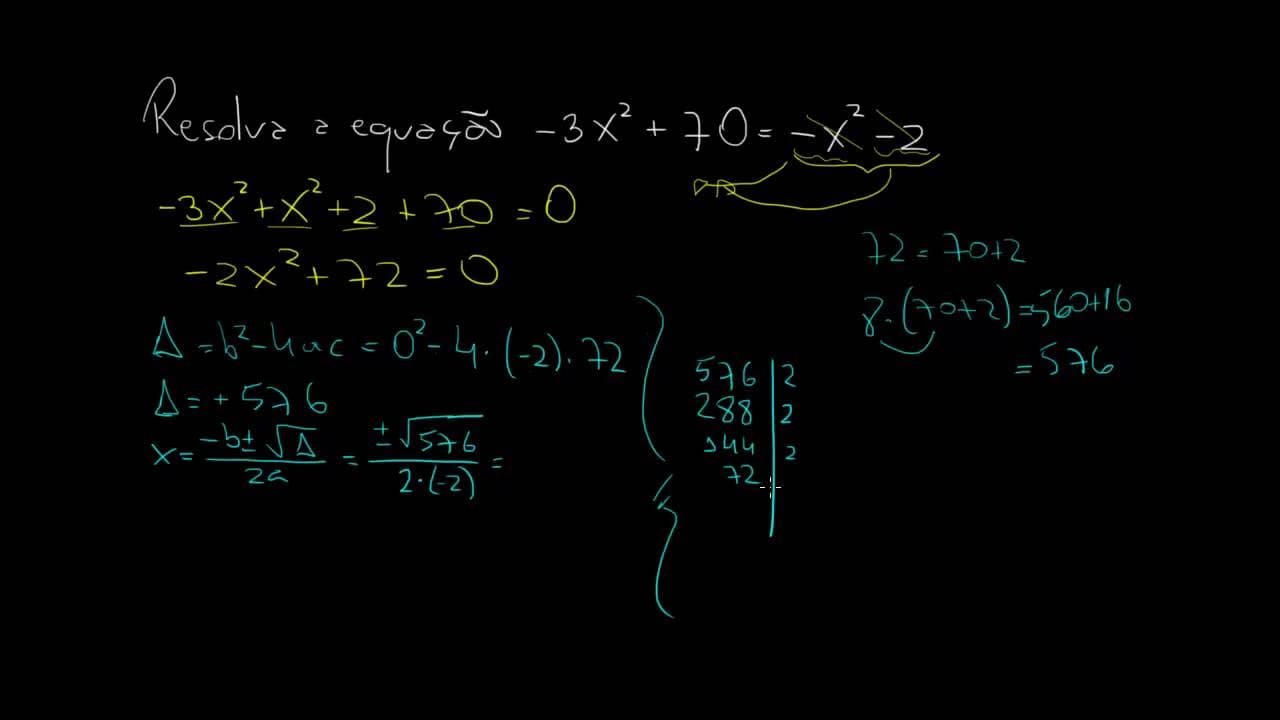 Thumbnail: Matemática Rio - Solução de Equação do 2º Grau por Bhaskara (Parte 2/3)