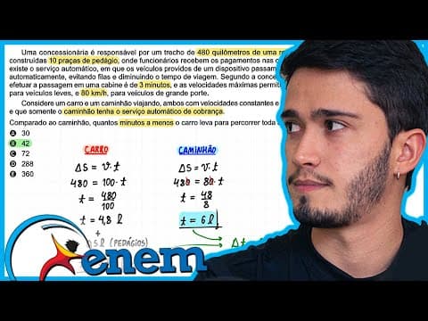 Thumbnail da aula: ENEM 2023 - Uma concessionária é responsável por um trecho de 480 quilômetros de uma rodovia. Nesse
